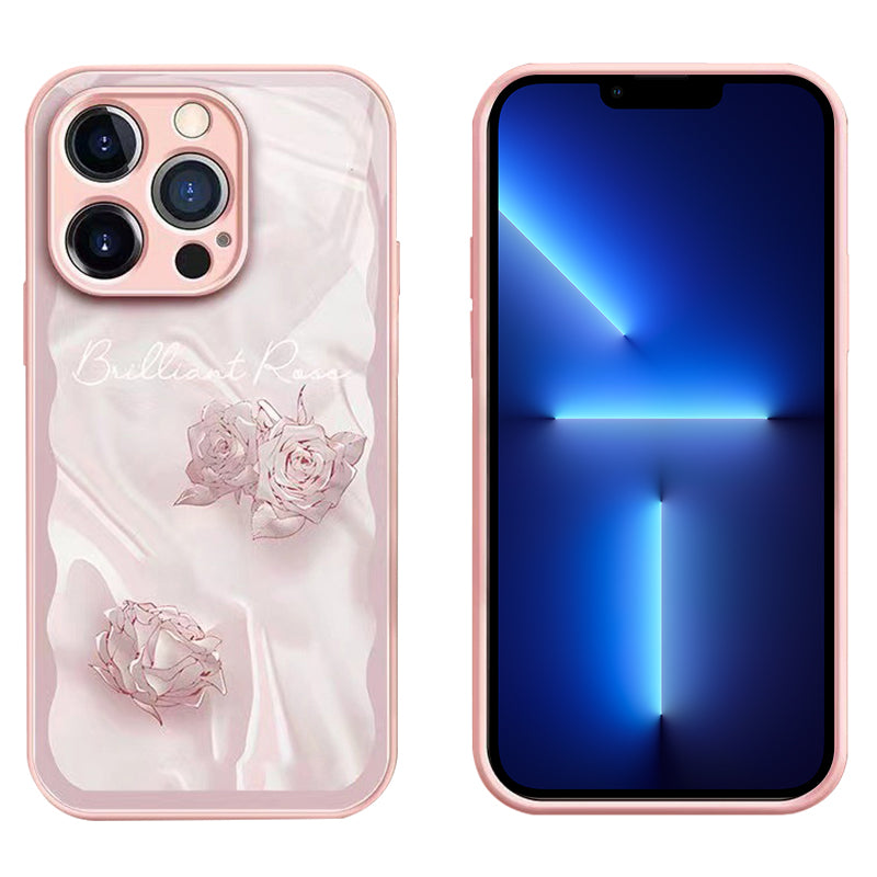 For iPhone 13 Pro 6.1 inch Rose Pattern Drop-proof Phone Case Tempered Glass TPU Cover For iPhone 13 Pro 6.1 inch Rose Pattern Drop-proof Phone Case Tempered Glass TPU Cover